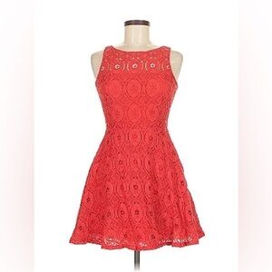 Bb Dakota Renley Fit & Flare Lace Coral Dress